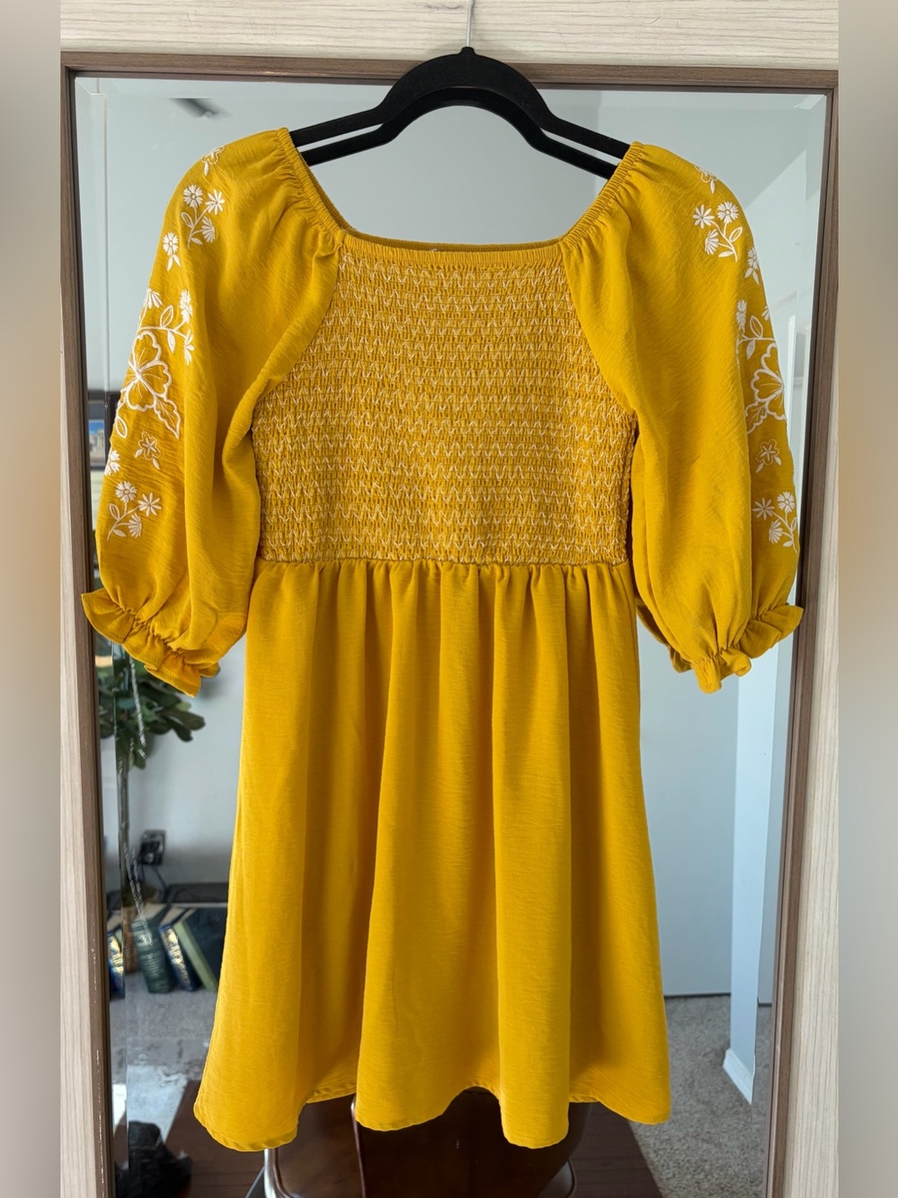 Speechless Big Girls Smocked Floral-Embroidered Dress Size 14 Yellow Daisy